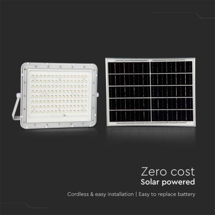 LED Soldrevet projektør LED/20W/3,2V 6400K hvid IP65 + fjernbetjening