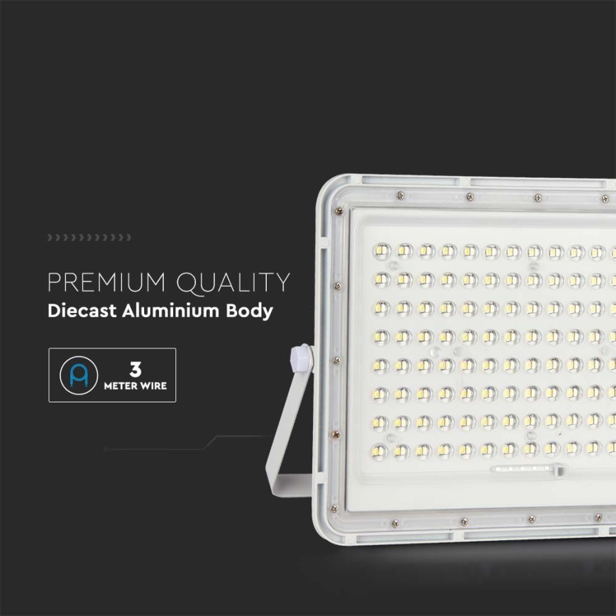 LED Soldrevet projektør LED/20W/3,2V 6400K hvid IP65 + fjernbetjening