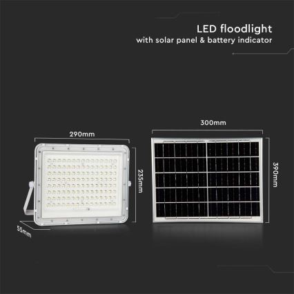 LED Soldrevet projektør LED/20W/3,2V 6400K hvid IP65 + fjernbetjening