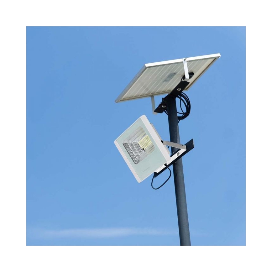 LED Soldrevet projektør LED/20W/3,2V IP65 4000K + fjernbetjening
