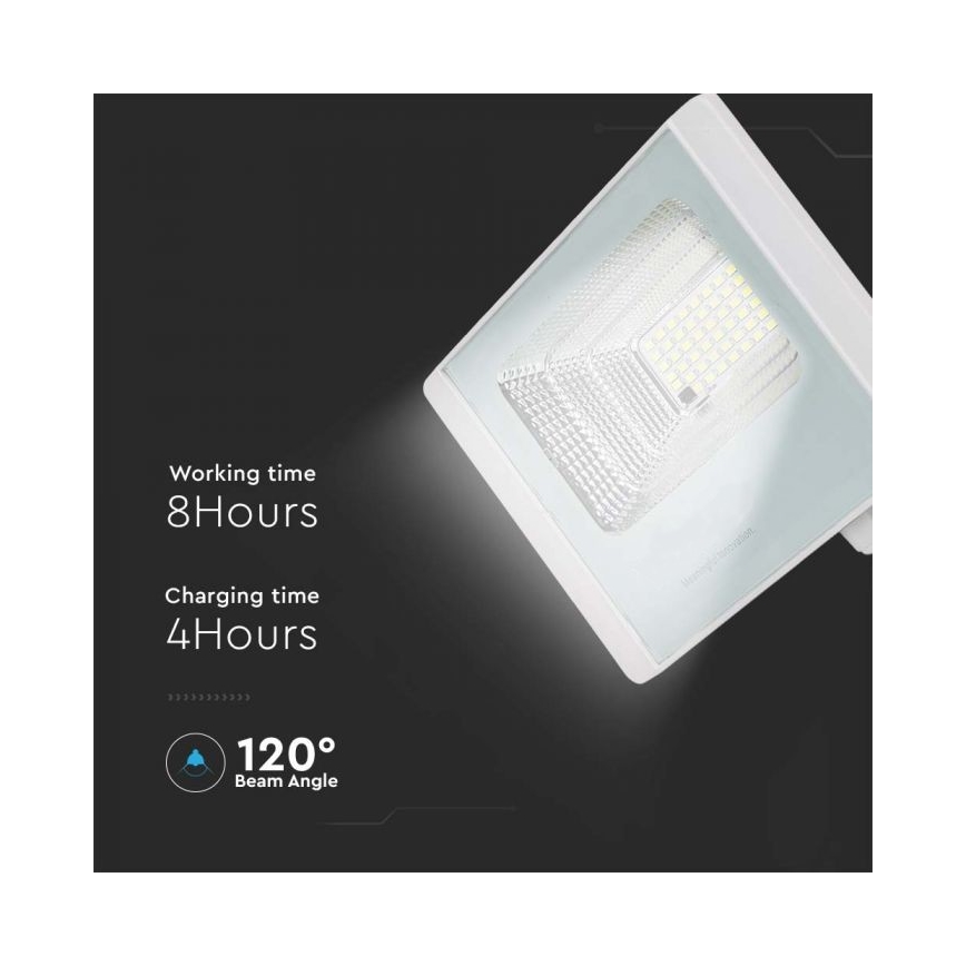 LED Soldrevet projektør LED/20W/3,2V IP65 4000K + fjernbetjening