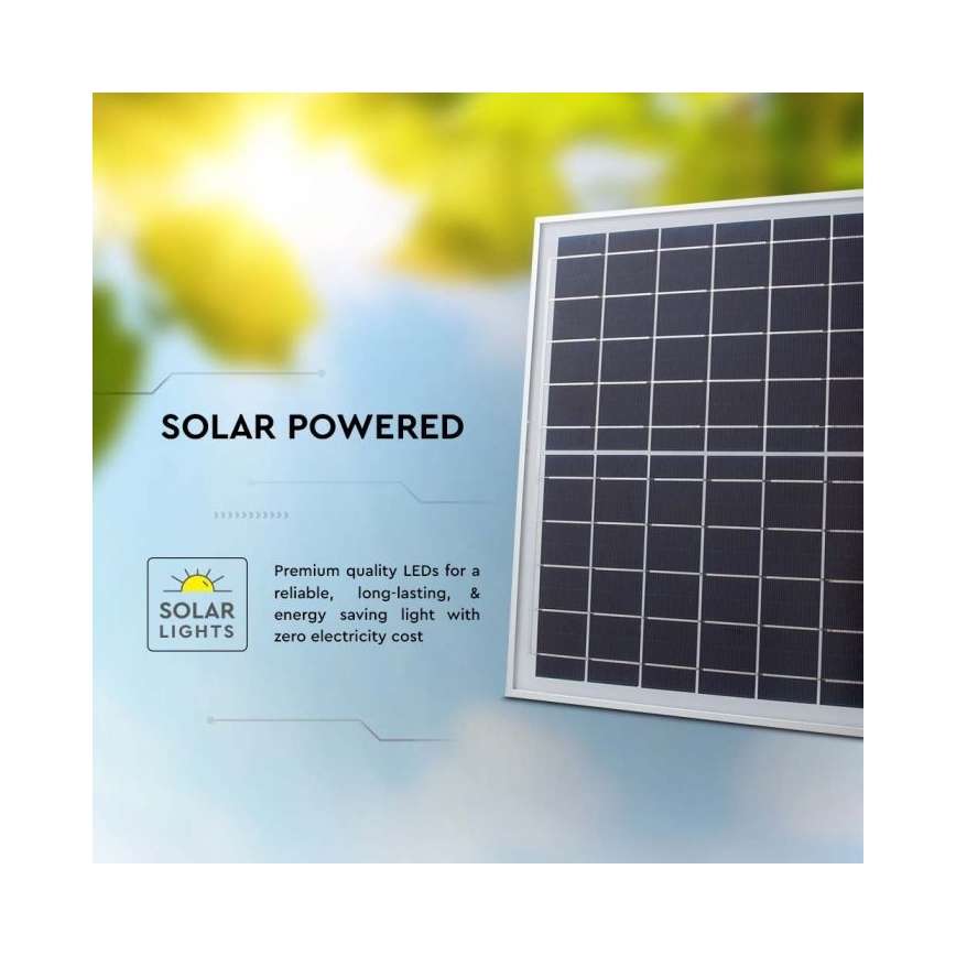 LED Soldrevet projektør LED/20W/3,2V IP65 4000K + fjernbetjening