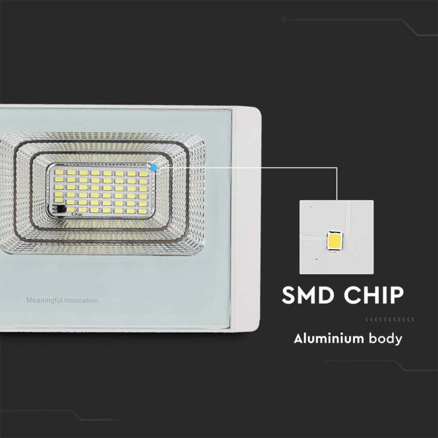 LED Soldrevet projektør LED/20W/3,2V IP65 6400K + fjernbetjening