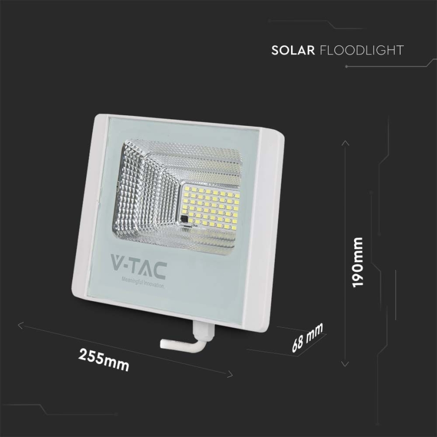 LED Soldrevet projektør LED/20W/3,2V IP65 6400K + fjernbetjening