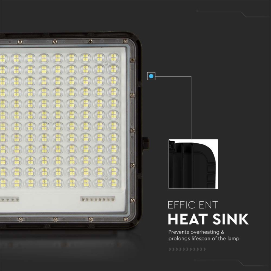LED Soldrevet projektør LED/30W/3,2V 4000K sort IP65 + fjernbetjening