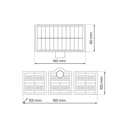 LED Soldrevet projektør m. bevægelses- og skumringssensor LED/20W/3,7V 1200 mAh IP44 + fjernbetjening