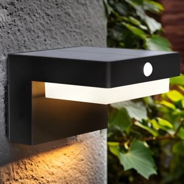 LED Soldrevet væglampe med bevægelses- og skumringssensor PALERMO LED/5W/2000 mAh IP54 sort