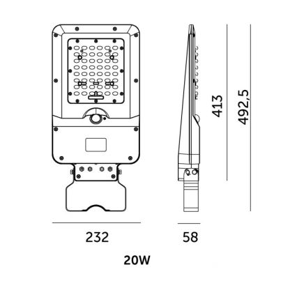 LED solcelledrevet gadelampe med sensor STREET LED/20W/7,4V 3000/4000/6000K IP65 5400 mAh