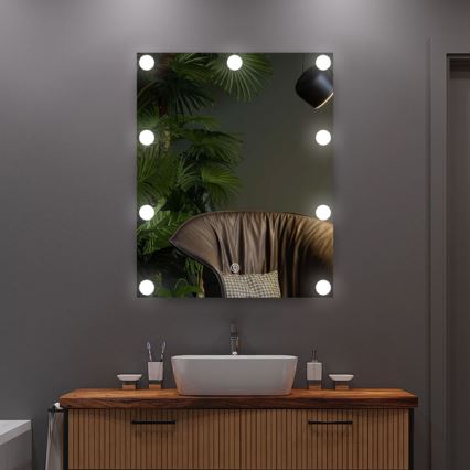 LED-spejl med belysning 9xLED/1W/230V 3000/4000/6000K 50x40 cm IP44