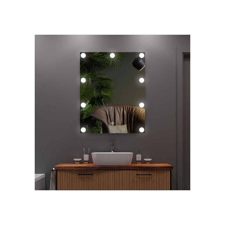 LED-spejl med belysning 9xLED/1W/230V 3000/4000/6000K 50x40 cm IP44