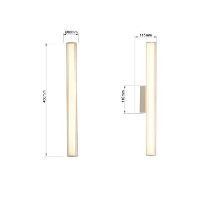 LED-spejlbelysning til badeværelse LINEA LED/8W/230V 3000/4000/6000K IP44 45 cm mat krom