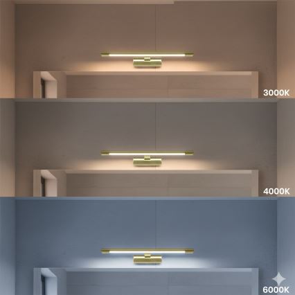 LED spejlbelysning til badeværelset KLIMT LED/8W/230V 3000/4000/6000K 40 cm IP44 guld