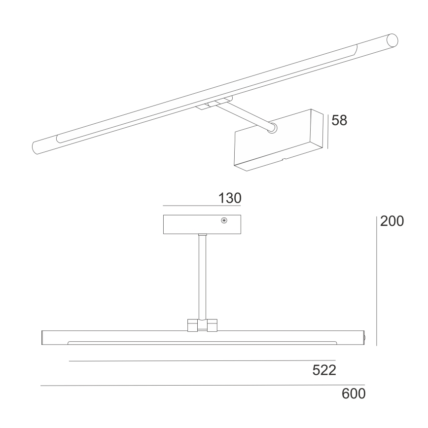 LED-spejlbelysning til badeværelset MIRROR LED/8W/230V 4000K IP44 60 cm sort