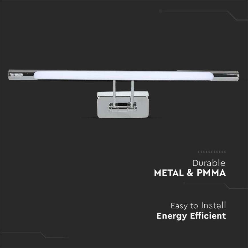 LED spejllampe LED/9W/230V 3000K 50 cm skinnende krom