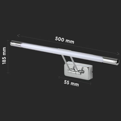 LED spejllampe LED/9W/230V 3000K 50 cm skinnende krom