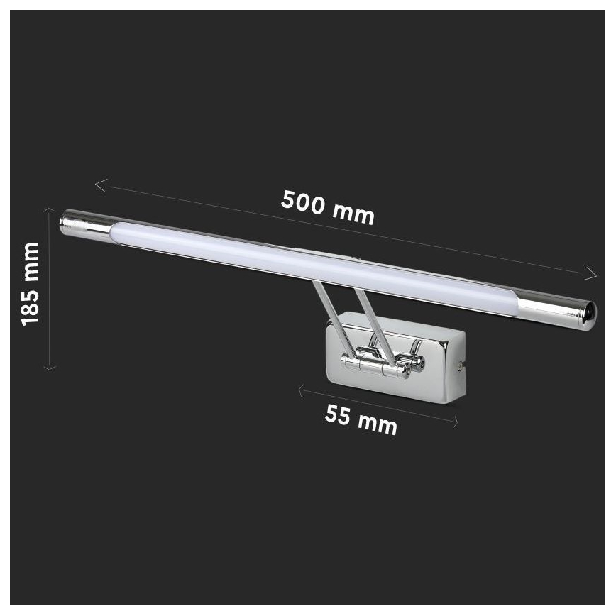 LED spejllampe LED/9W/230V 3000K 50 cm skinnende krom