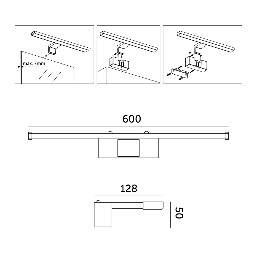 LED spejllampe til badeværelse LED/12W/230V 4000K IP44 60 cm