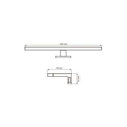 LED spejllampe til badeværelse MILOS LED/5W/230V 4000K 30 cm IP44 sort