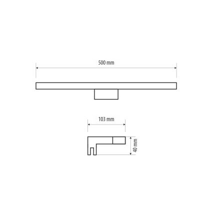 LED spejllampe til badeværelse MIRROR LED/10W/230V 50 cm IP44 sort
