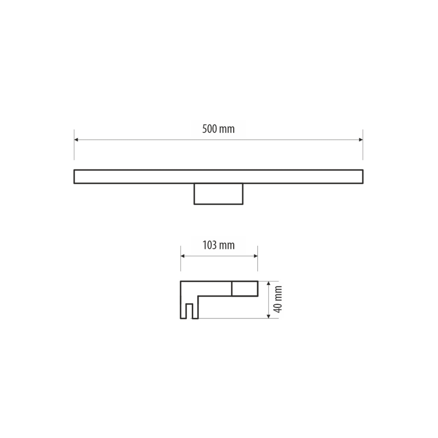 LED spejllampe til badeværelse MIRROR LED/10W/230V 50 cm IP44 sort
