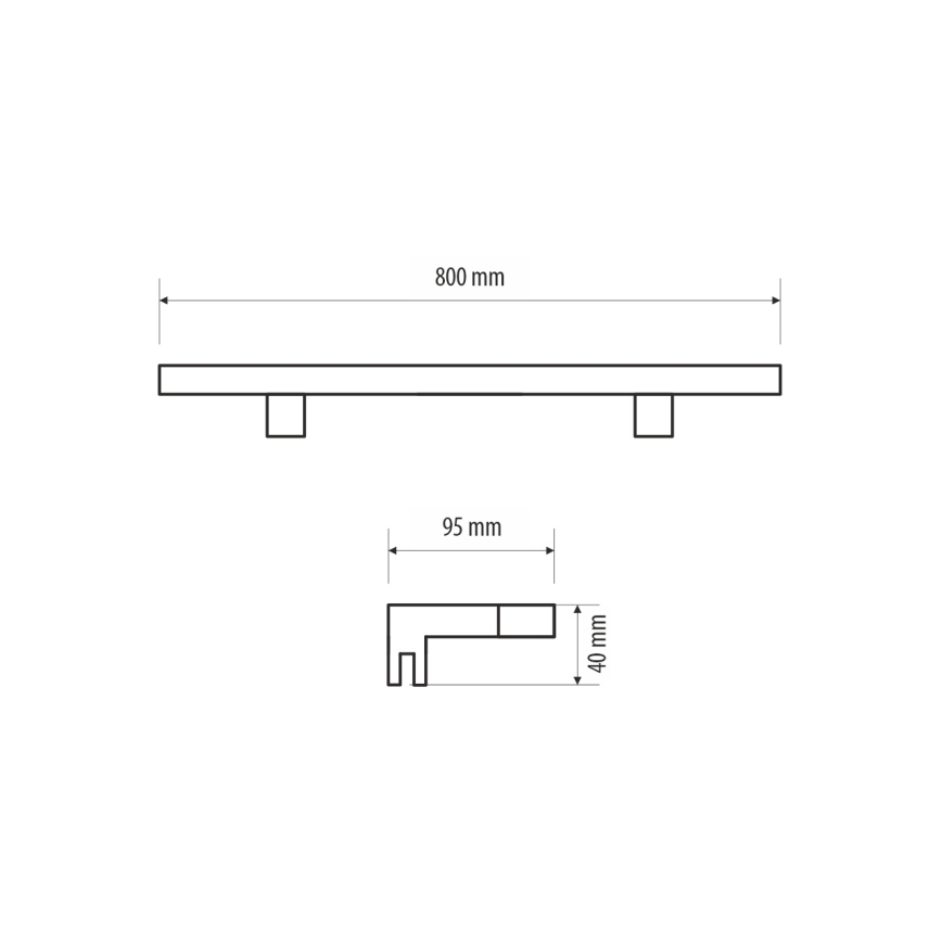 LED spejllampe til badeværelse MIRROR LED/12W/230V 80 cm IP44 sort