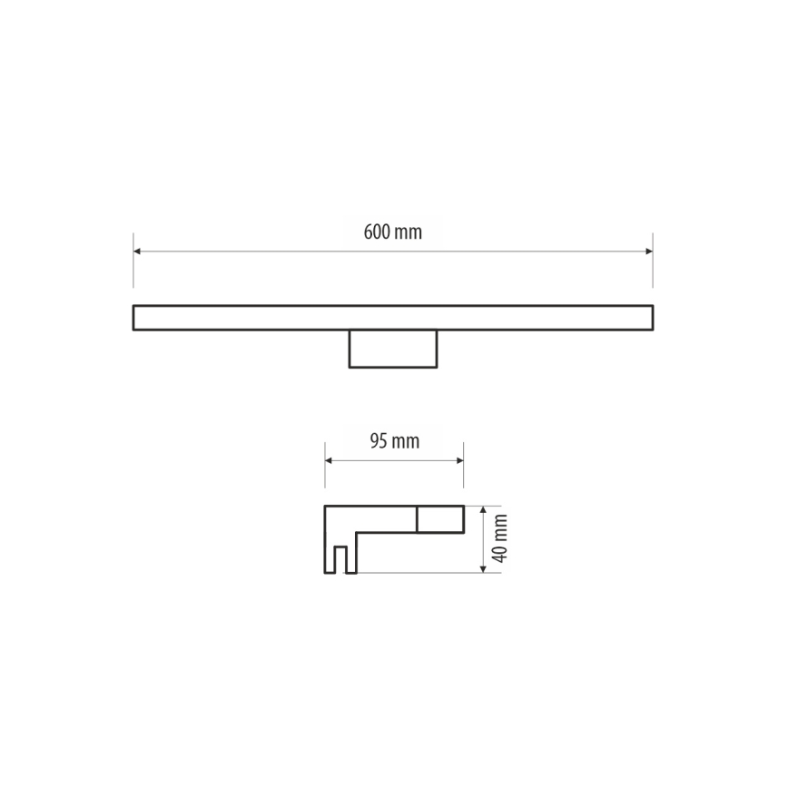LED spejllampe til badeværelse MIRROR LED/9W/230V 60 cm IP44 sort