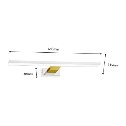 LED spejllampe til badeværelse SHINE LED/13,8W/230V IP44 hvid/guldfarvet