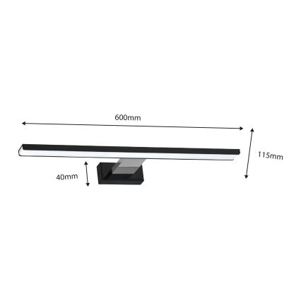 LED spejllampe til badeværelse SHINE LED/13,8W/230V IP44 sort/skinnende krom