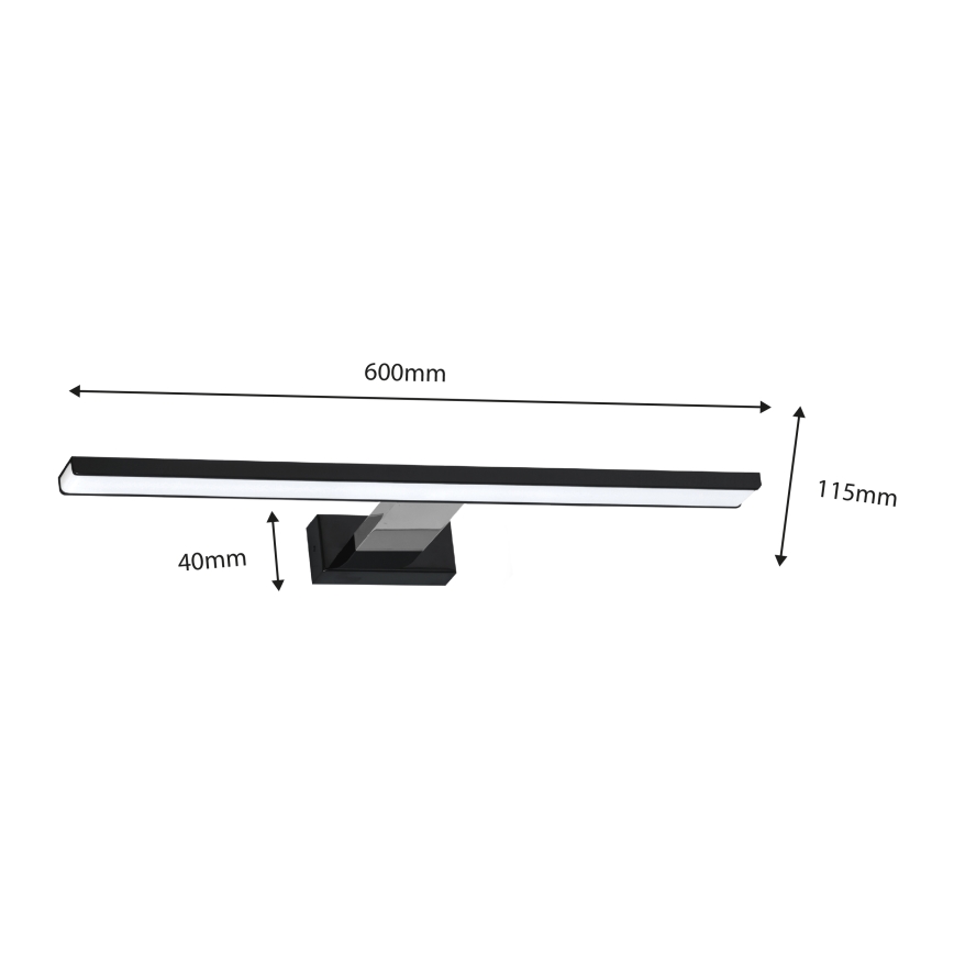 LED spejllampe til badeværelse SHINE LED/13,8W/230V IP44 sort/skinnende krom
