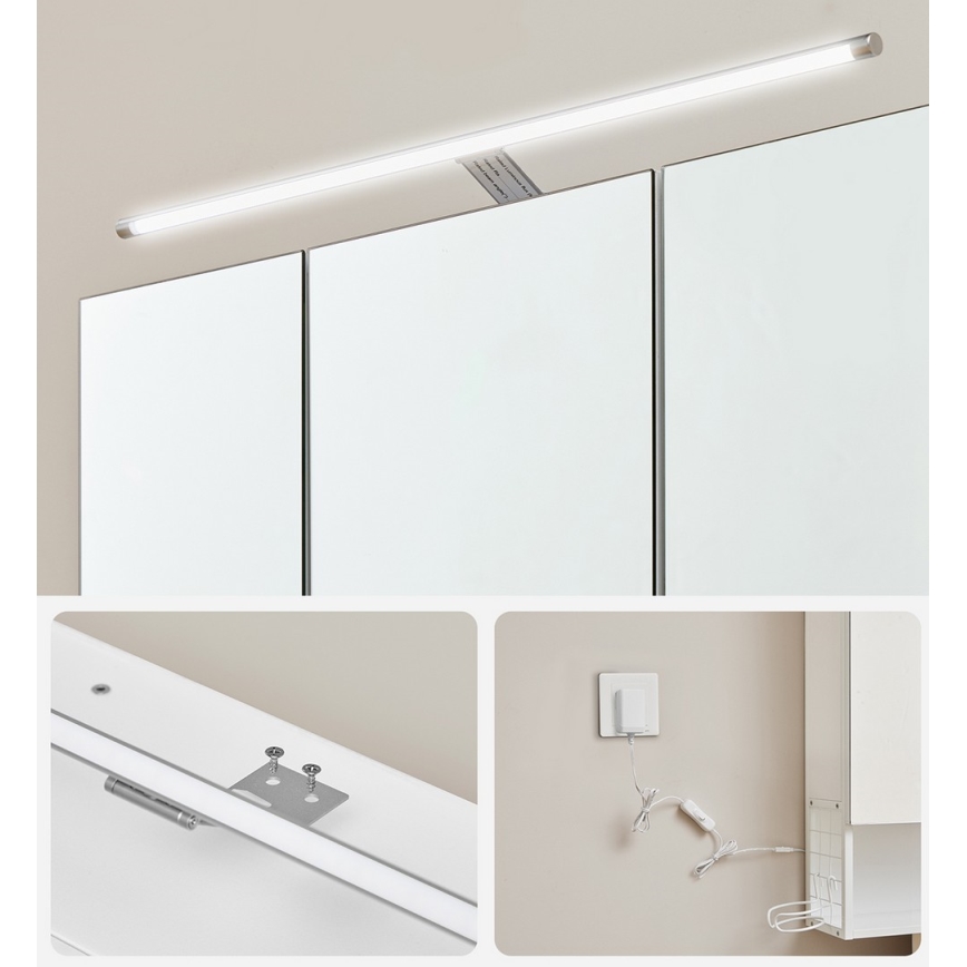 LED-spejlskab til badeværelse SKY 70x70x16 cm 230V hvid