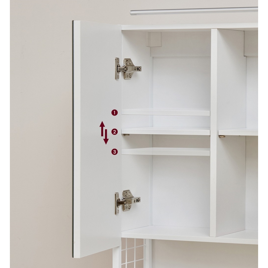 LED-spejlskab til badeværelse SKY 70x70x16 cm 230V hvid