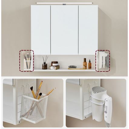 LED-spejlskab til badeværelse SKY 70x70x16 cm 230V hvid
