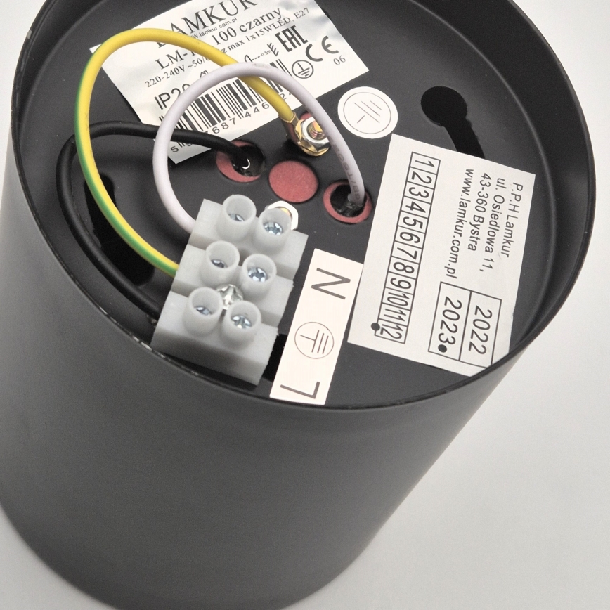 LED Spotlampe TACO 1xE27/15W/230V sort