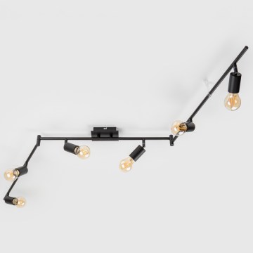 LED spotarmatur 6xE27/6,5W/230V sort