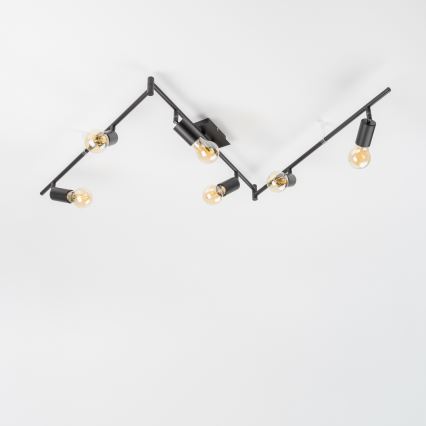 LED spotarmatur 6xE27/6,5W/230V sort