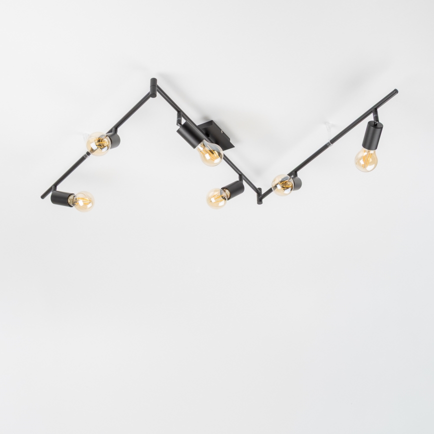 LED spotarmatur 6xE27/6,5W/230V sort