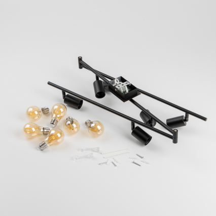 LED spotarmatur 6xE27/6,5W/230V sort