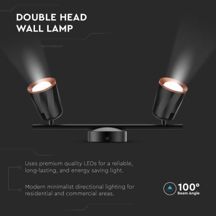 LED spotlampe 2xLED/5W/230V 3000K sort