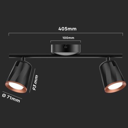 LED spotlampe 2xLED/5W/230V 3000K sort