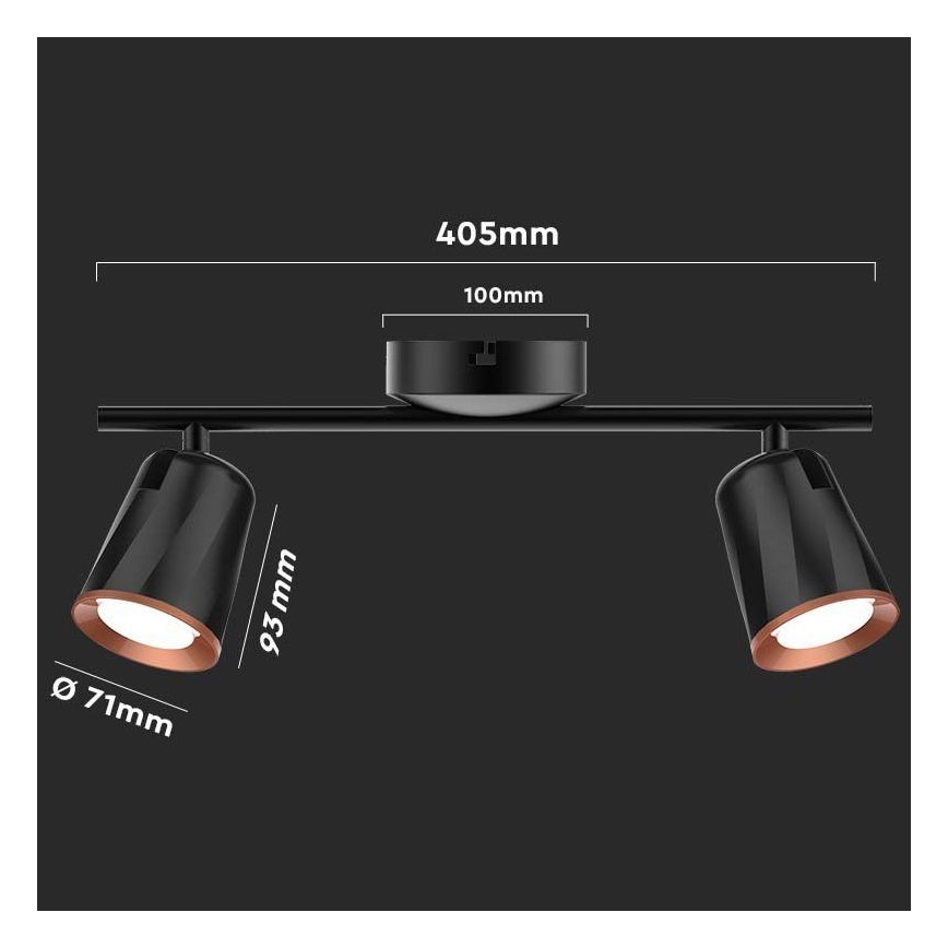 LED spotlampe 2xLED/5W/230V 3000K sort