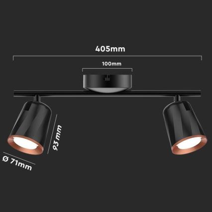 LED spotlampe 2xLED/5W/230V 4000K sort