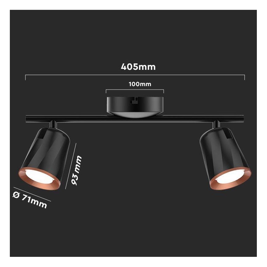 LED spotlampe 2xLED/5W/230V 4000K sort