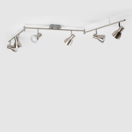 LED-spotlampe 6 x E14/5 W/230 V, mat krom