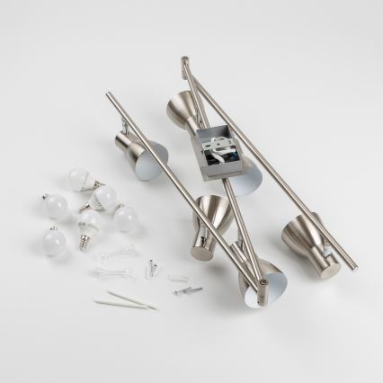 LED-spotlampe 6 x E14/5 W/230 V, mat krom