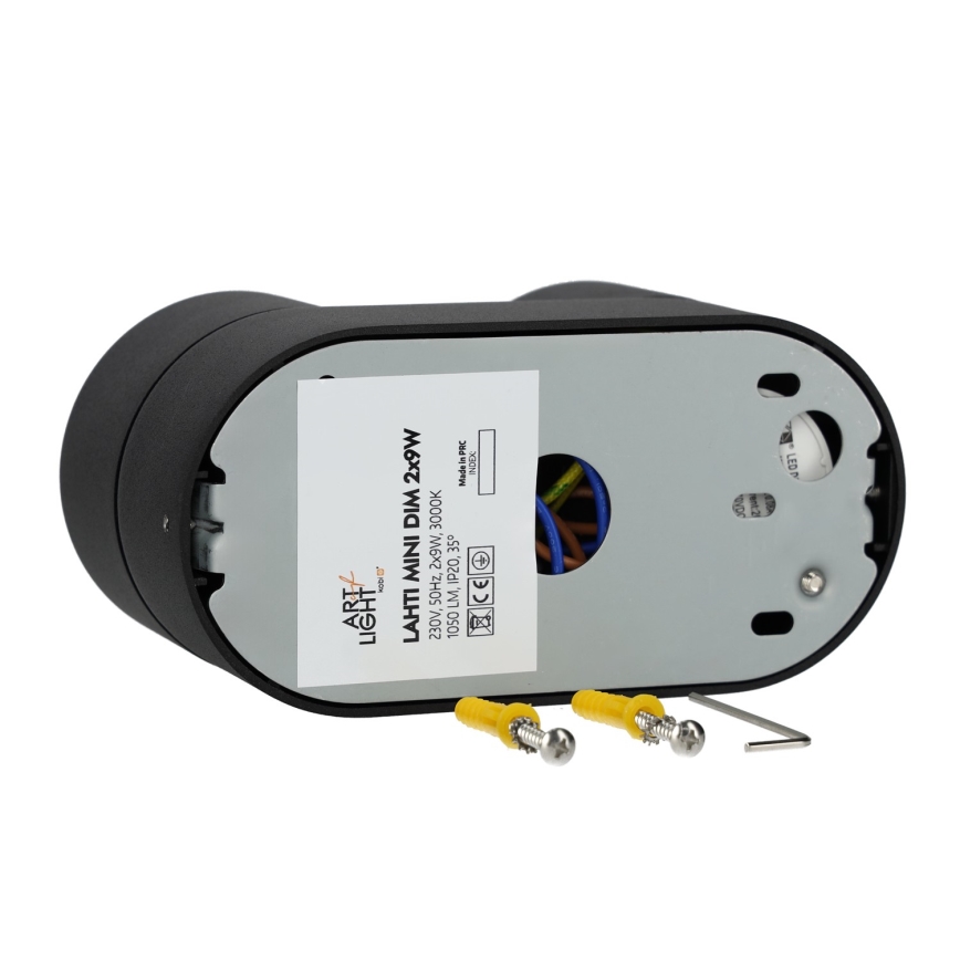 LED spotlampe dæmpbar LAHTI MINI 2xLED/9W/230V 3000K CRI 90 sort