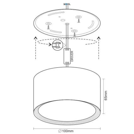 LED spotlampe LED/12W/230V 4000K diameter 10 cm hvid