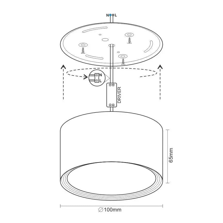 LED spotlampe LED/12W/230V 4000K diameter 10 cm hvid