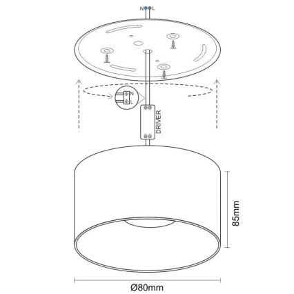LED spotlampe LED/12W/230V 4000K diameter 8 cm hvid