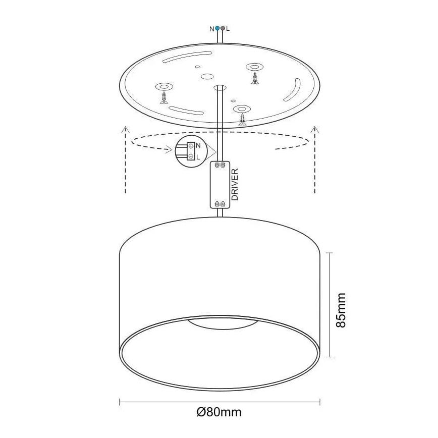 LED spotlampe LED/12W/230V 4000K diameter 8 cm hvid