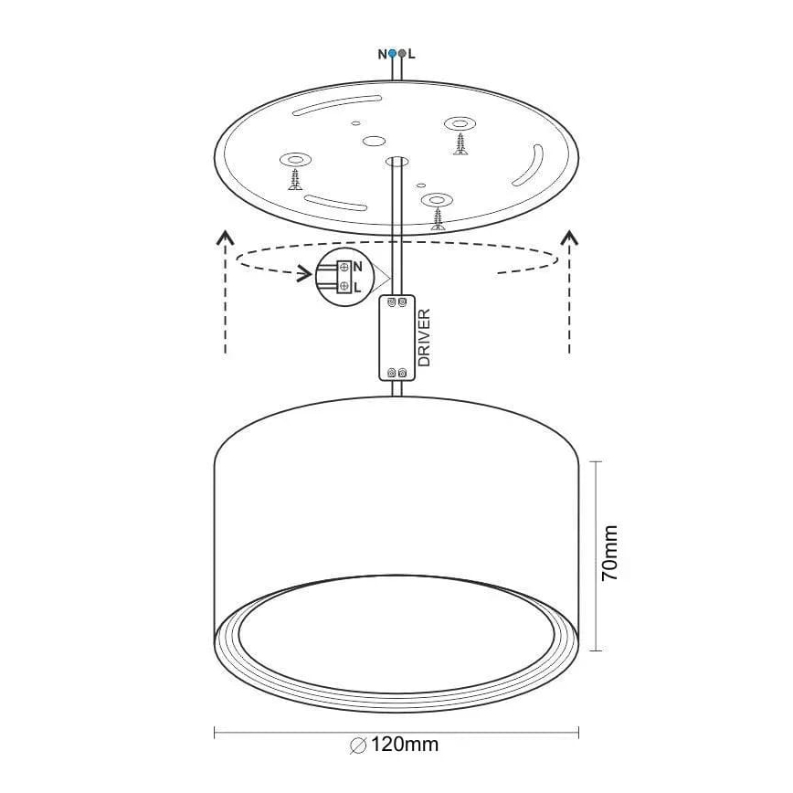 LED spotlampe LED/14W/230V 4000K diameter 12 cm sort